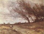 Jean Baptiste Camille  Corot Le Coup de Vent (The Gust of Wind) (mk09) oil painting picture wholesale